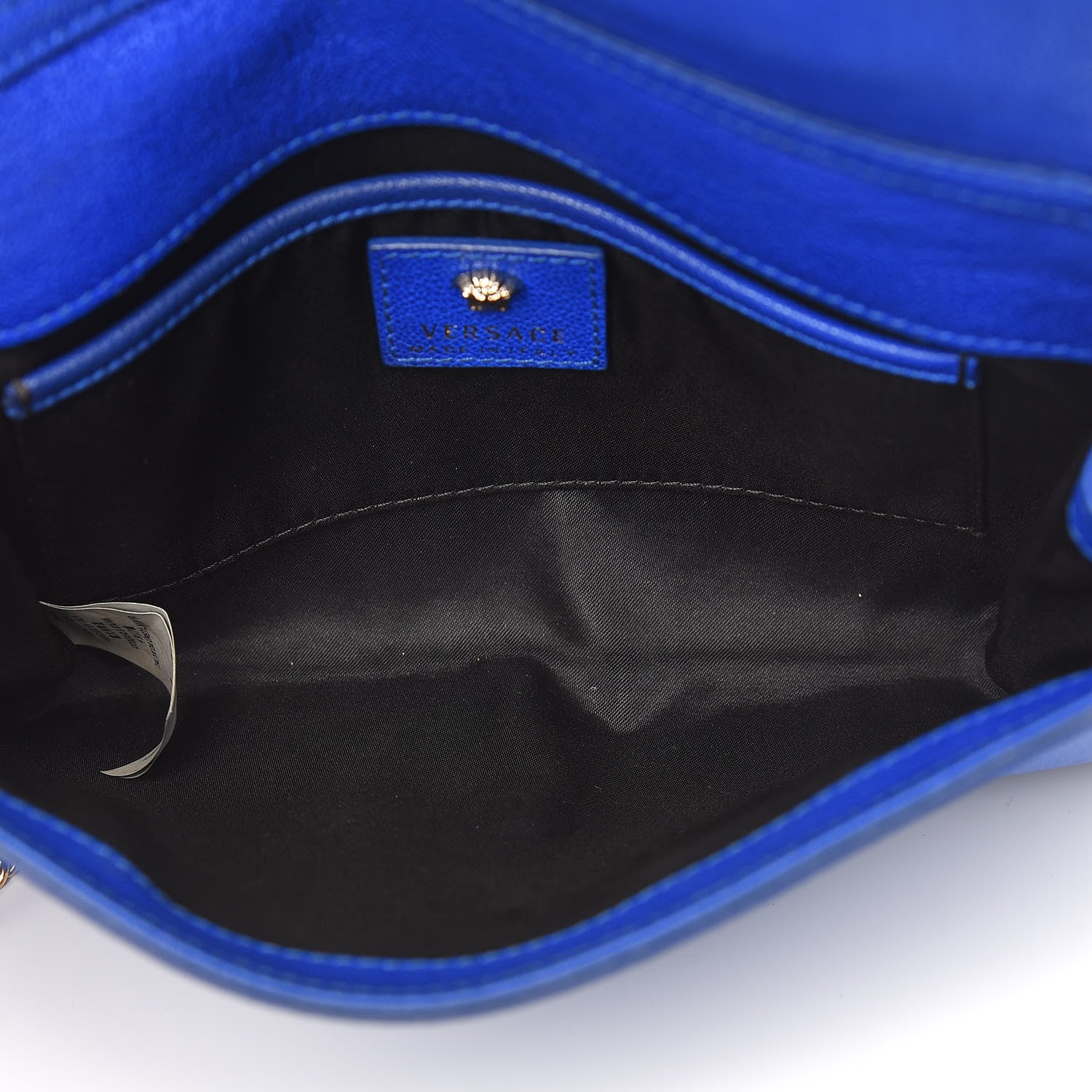 Versace Grained Calfskin Palazzo Chain Evening Bag Blue 7 of 10