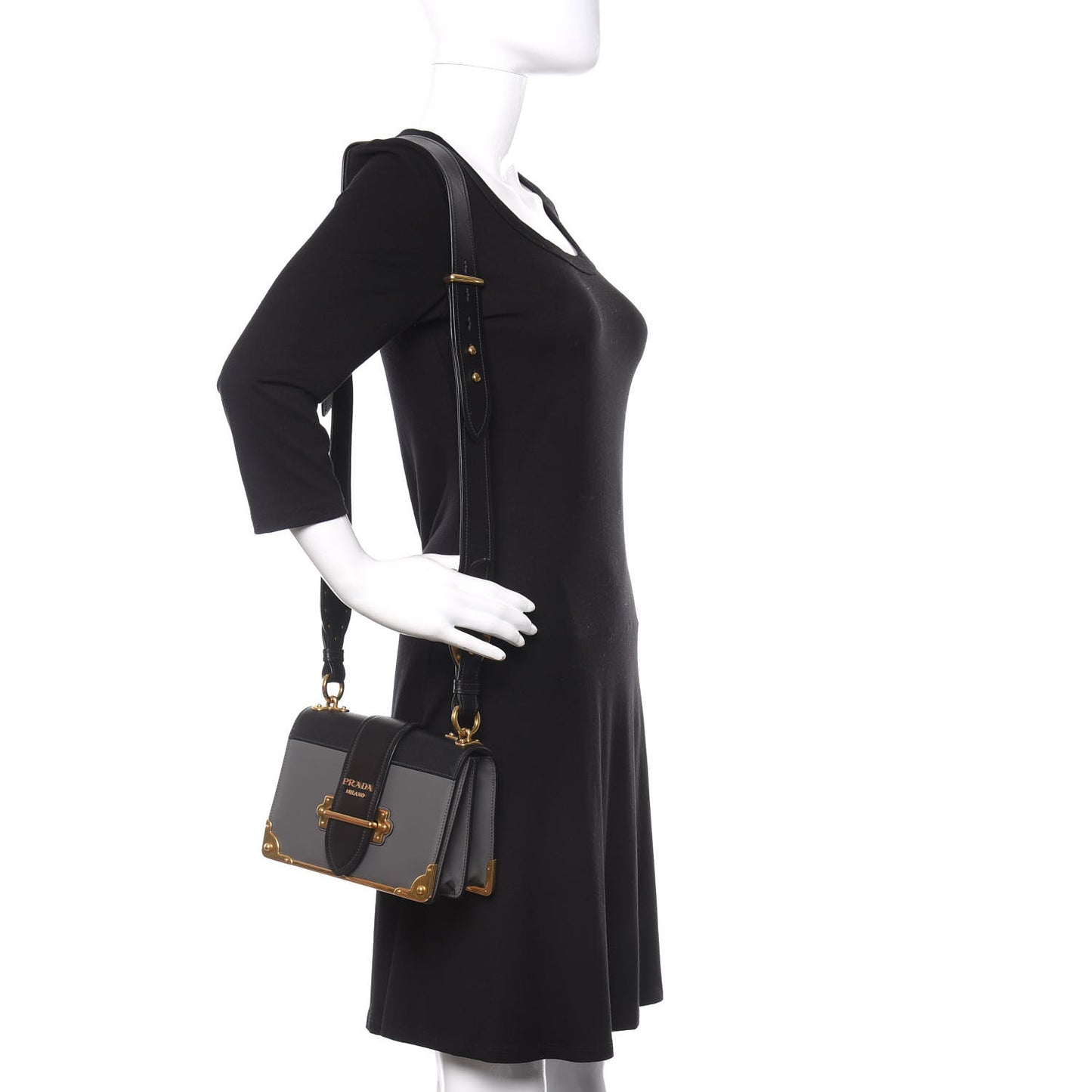 City Calfskin Saffiano Cahier Bag Mercurio Black