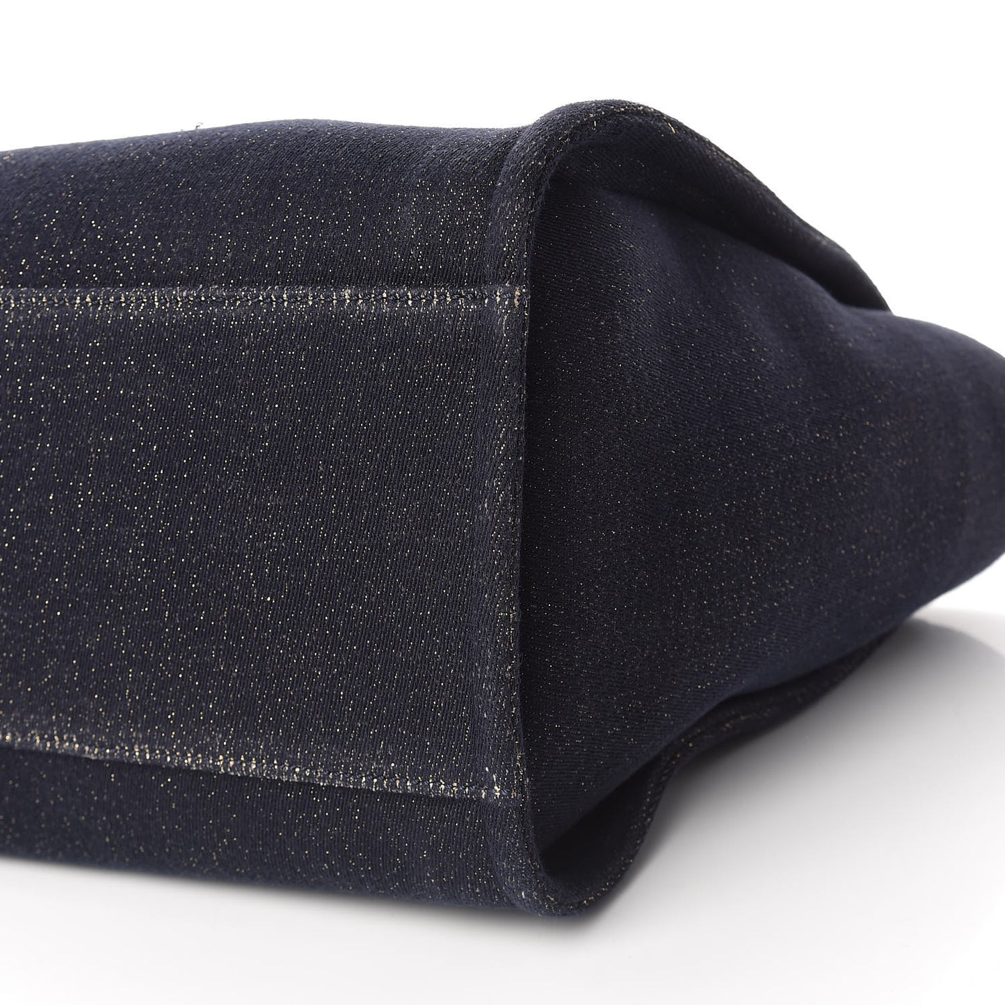Lurex Canvas Medium Deauville Tote Navy Blue Gold
