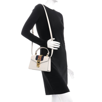 Gucci Calfskin Mini Sylvie Top Handle Bag White 2 of 12