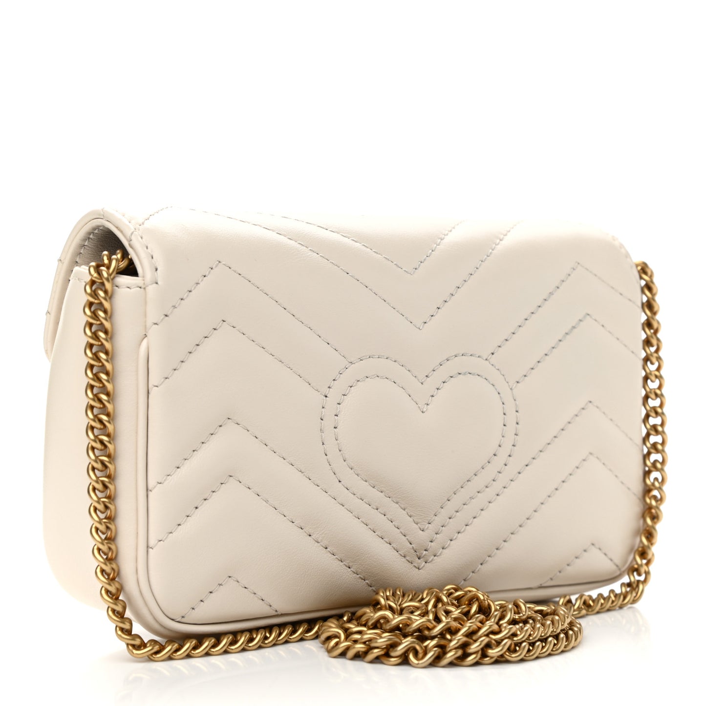 Calfskin Matelasse Super Mini GG Marmont Shoulder Bag White
