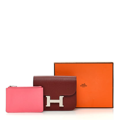 Hermes Evercolor Bi-Color Constance Slim Wallet Rouge H Rose Azalee 9 of 9