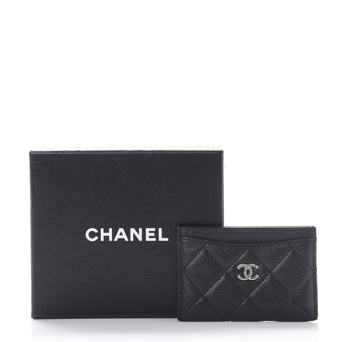 Caviar Quilted Card Holder Black