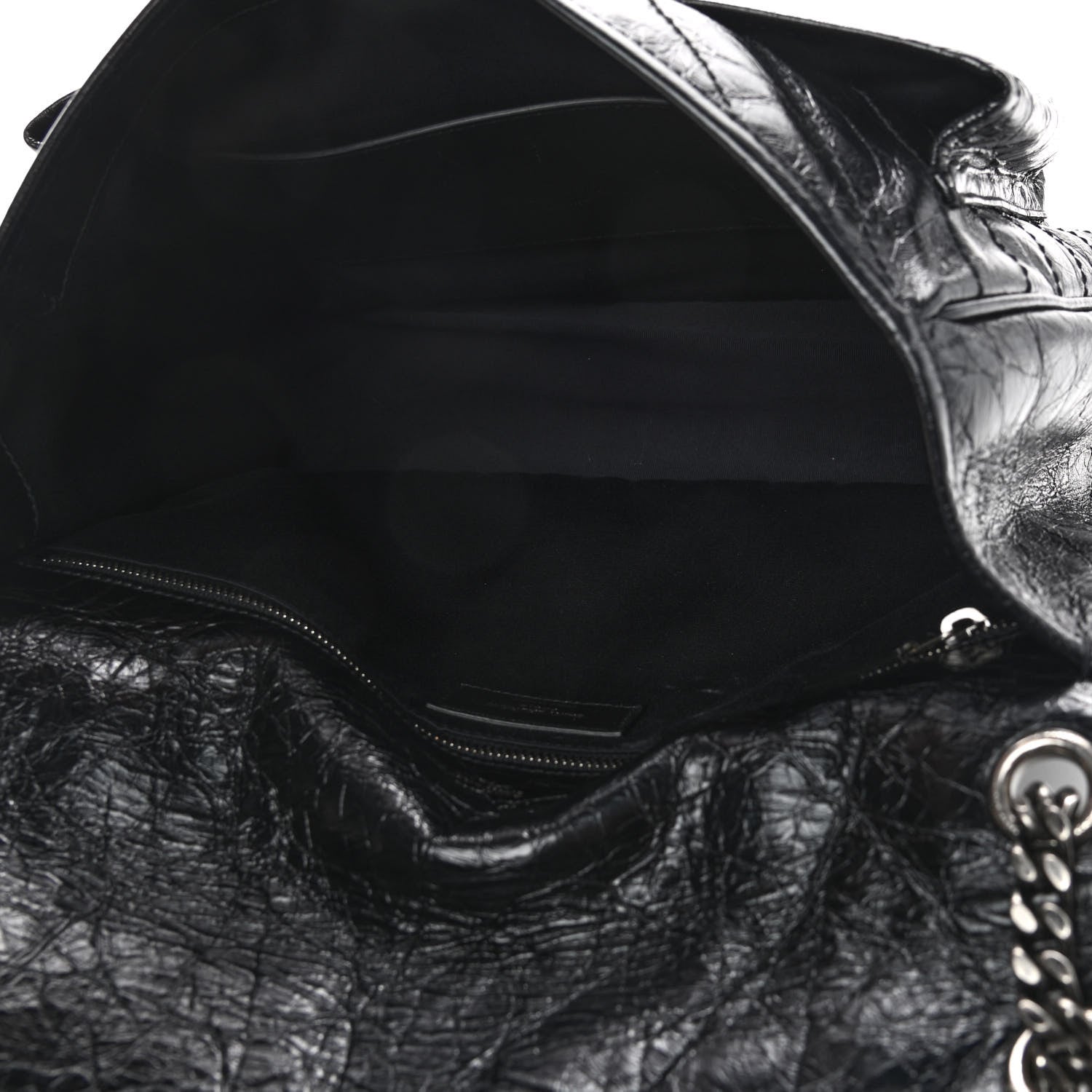 Saint Laurent Crinkled Calfskin Matelasse Monogram Large Niki Chain Satchel Black 5 of 9