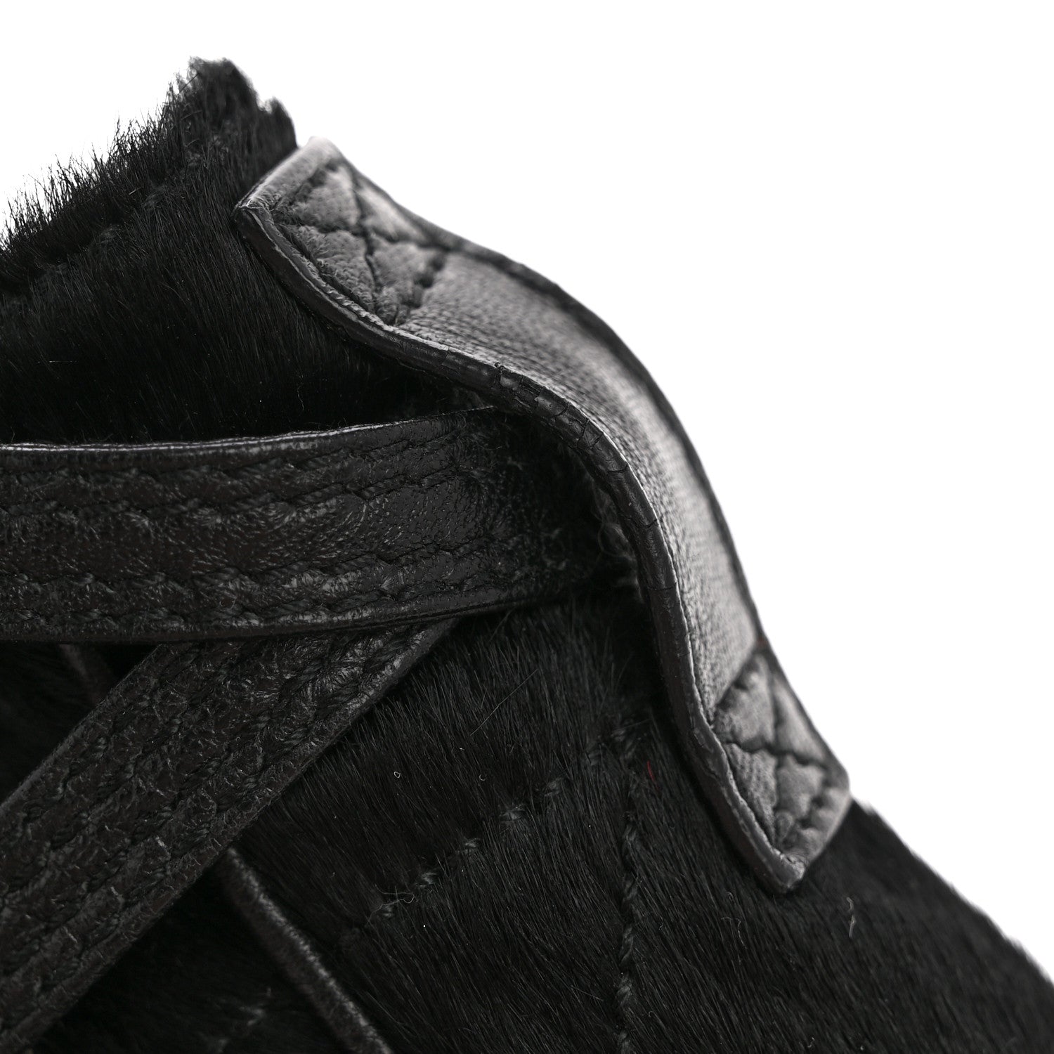 Christian Dior Pony Hair Cannage Drawstring Bag Black 12 of 12