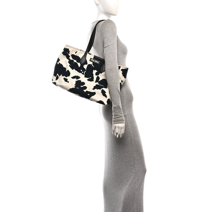 Miu Miu Tessuto Cow Print Shopping Tote Black White 2 of 9