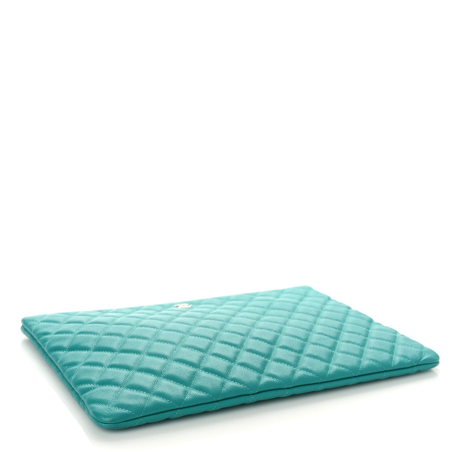 Caviar Quilted Large Cosmetic Case Turquoise