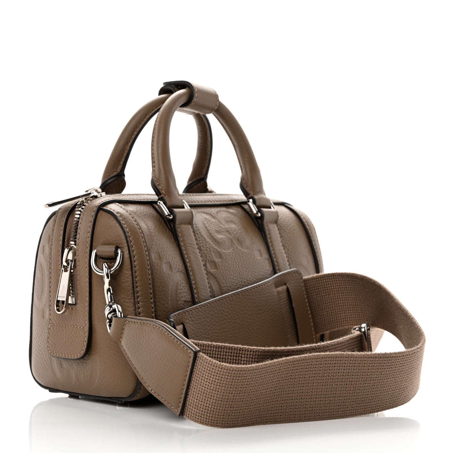 Piuma Calfskin Jumbo GG Embossed Mini Duffle Bag Good Taupe