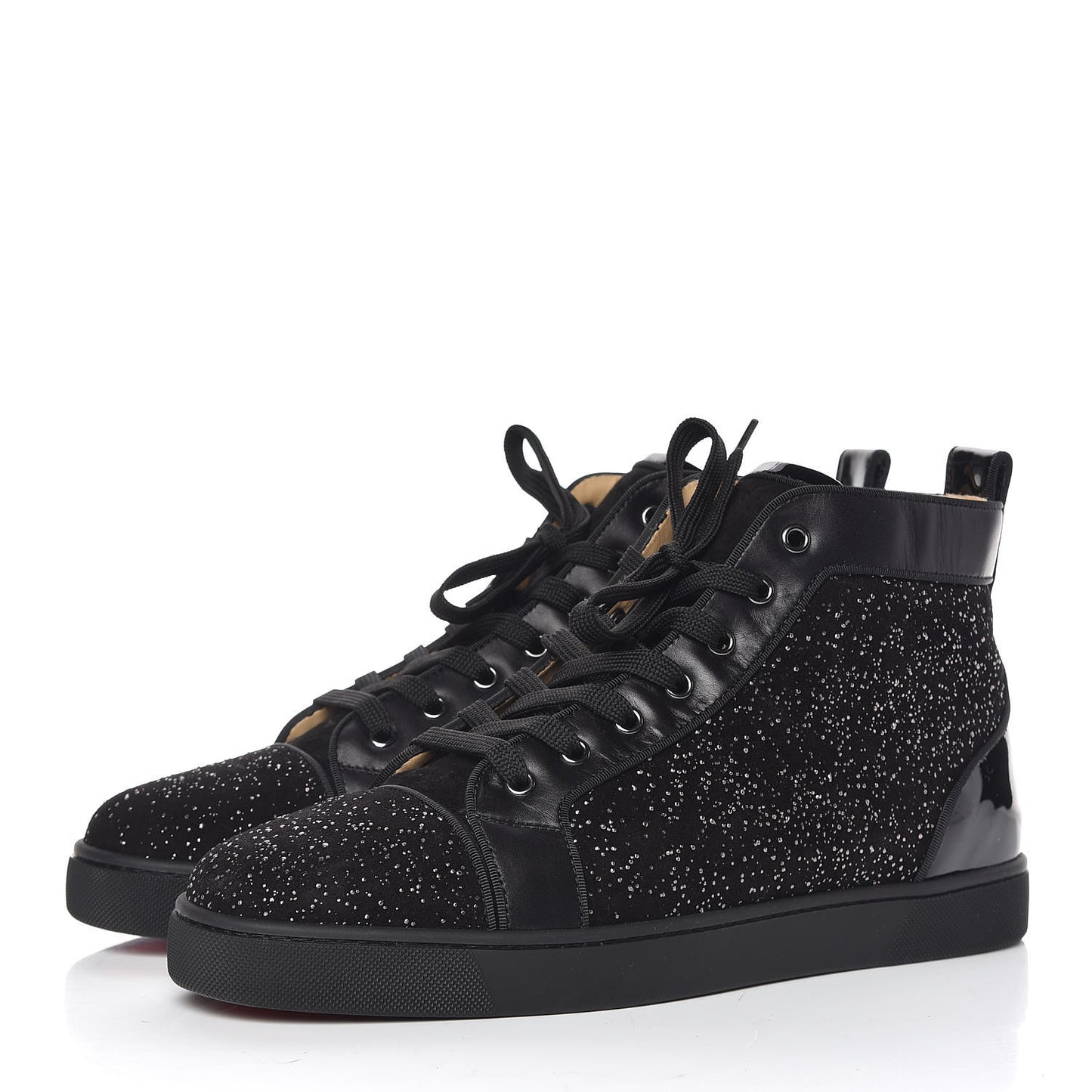 Crystal Veau Velours Patent Calfskin Mens Louis Orlato Flat Sneakers 44.5 Black