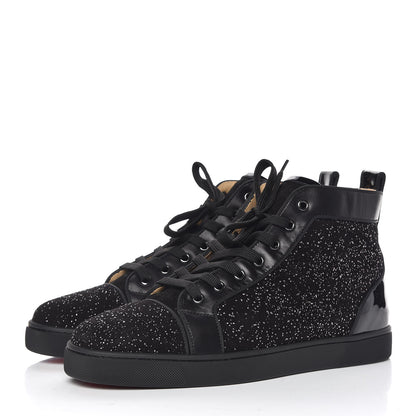 Christian Louboutin Crystal Veau Velours Patent Calfskin Mens Louis Orlato Flat Sneakers 44.5 Black 3 of 8