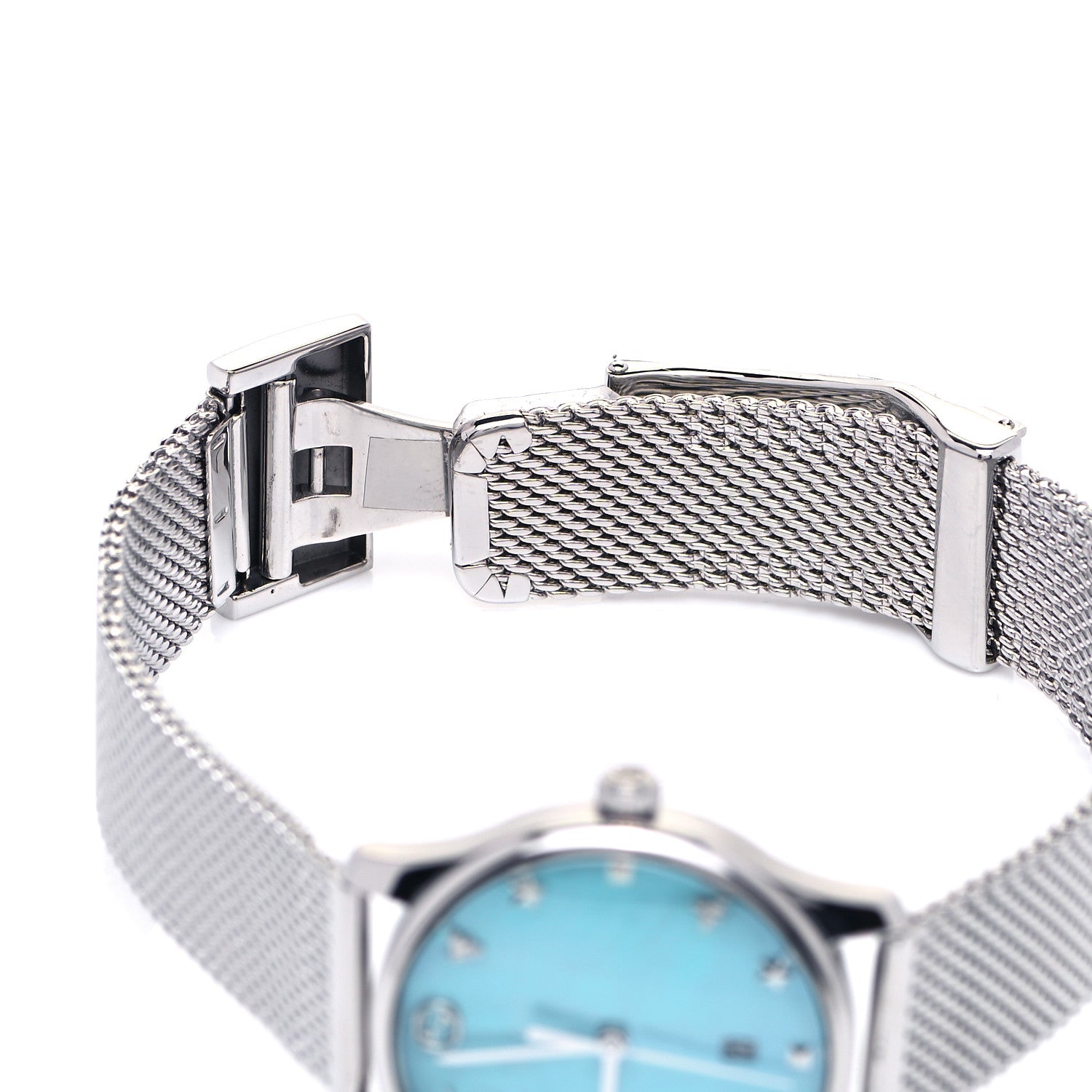Gucci Stainless Steel Turquoise Mother of Pearl 29mm G-Timeless Charm Quartz Watch 6 of 6
