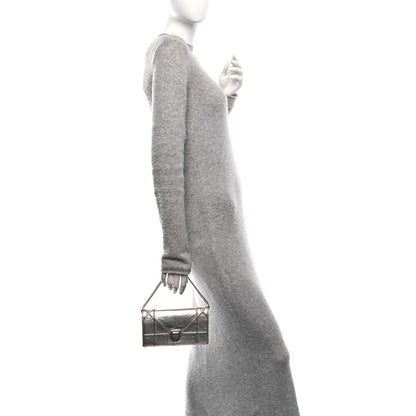 Christian Dior Metallic Crinkled Lambskin Diorama Croisiere Chain Wallet Silver 2 of 18