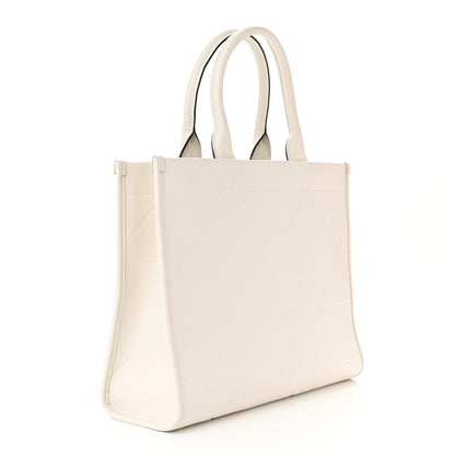Prada Soft Calfskin Triangolo Symbole Embossed Medium Tote White 3 of 11