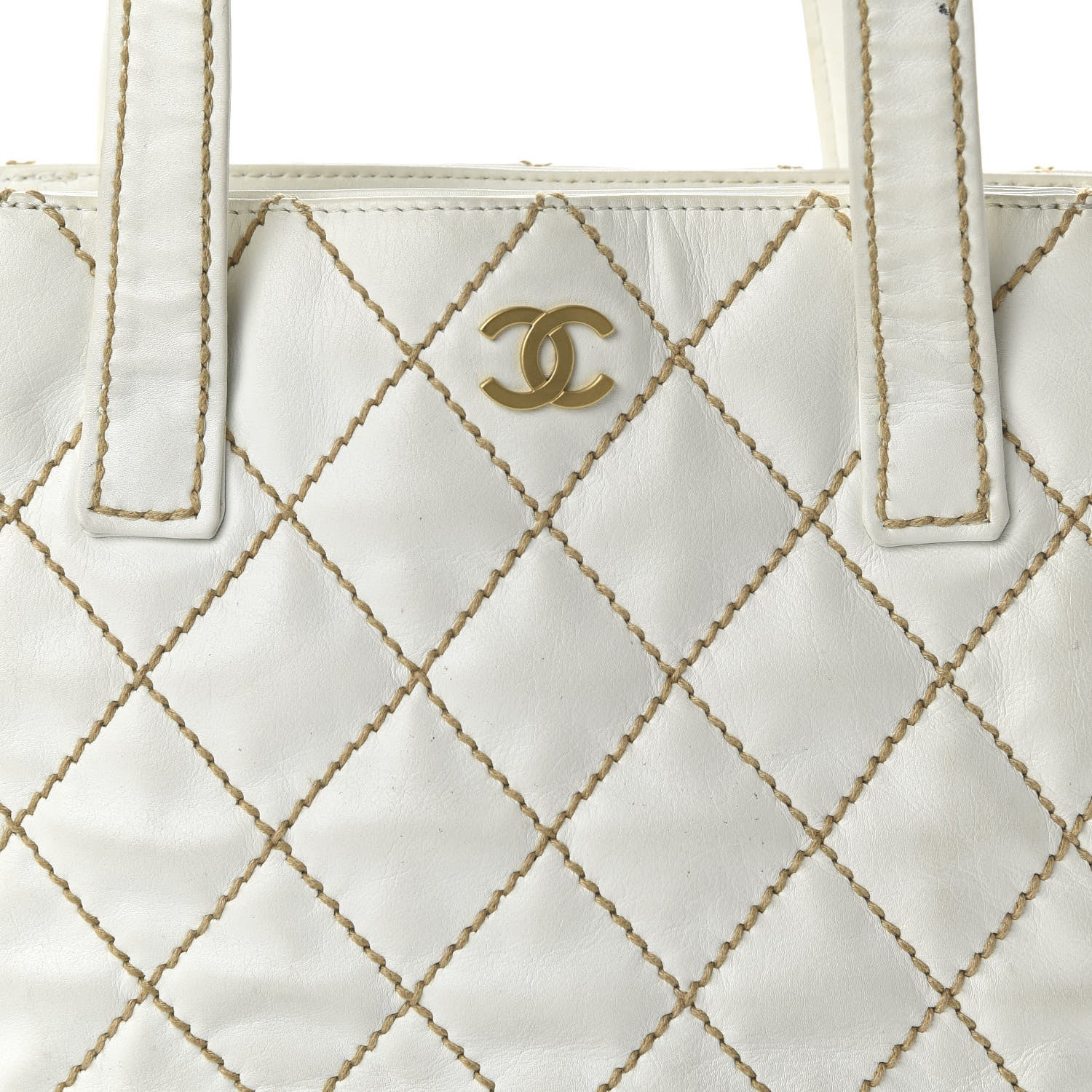 Chanel Calfskin Wild Stitch Tote White 10 of 11