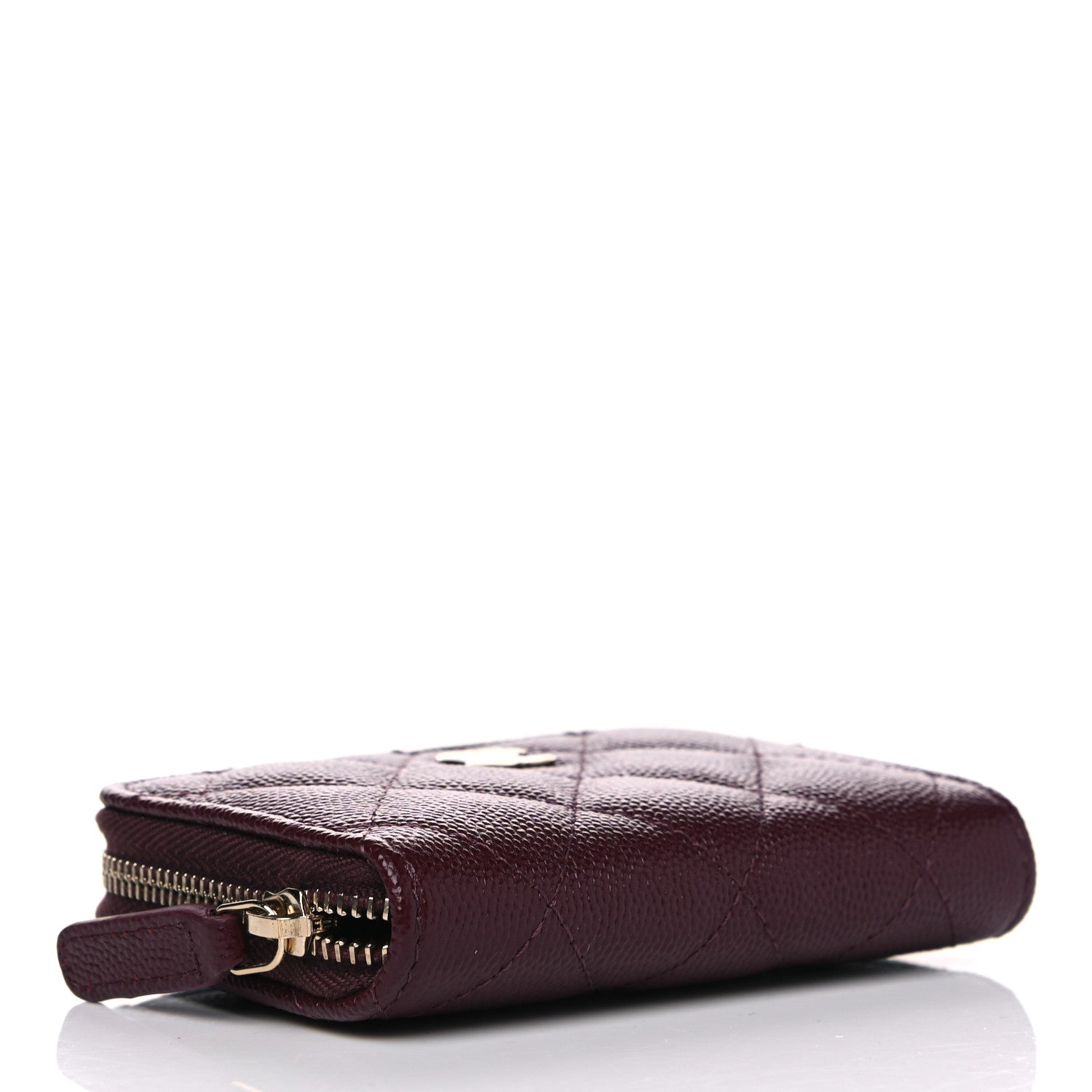 Chanel Caviar Quilted Zip Around Coin Purse Burgundy 3 of 4