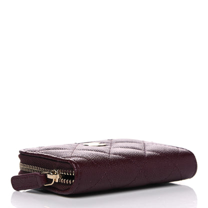 Chanel Caviar Quilted Zip Around Coin Purse Burgundy 3 of 4