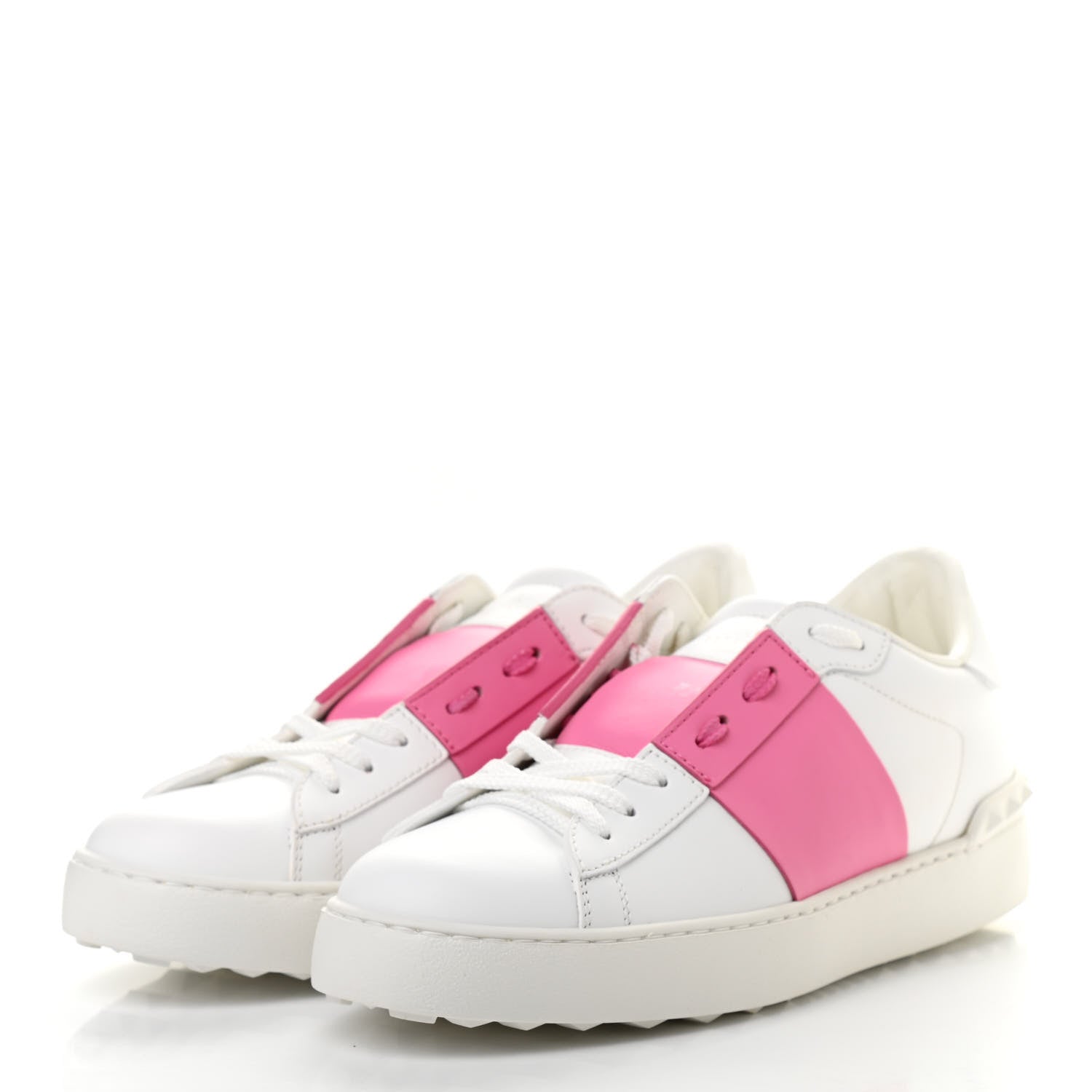 Valentino Garavani Calfskin Womens Rockstud Open Sneakers 40 White Pink 3 of 10