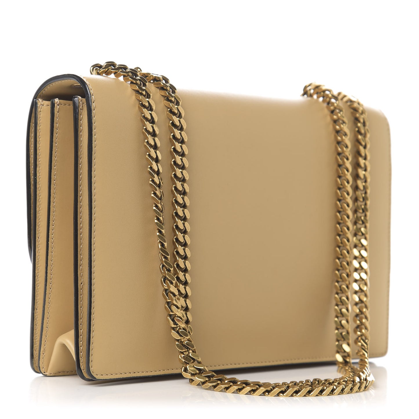 Calfskin Big Trouble Chain Bag Beige