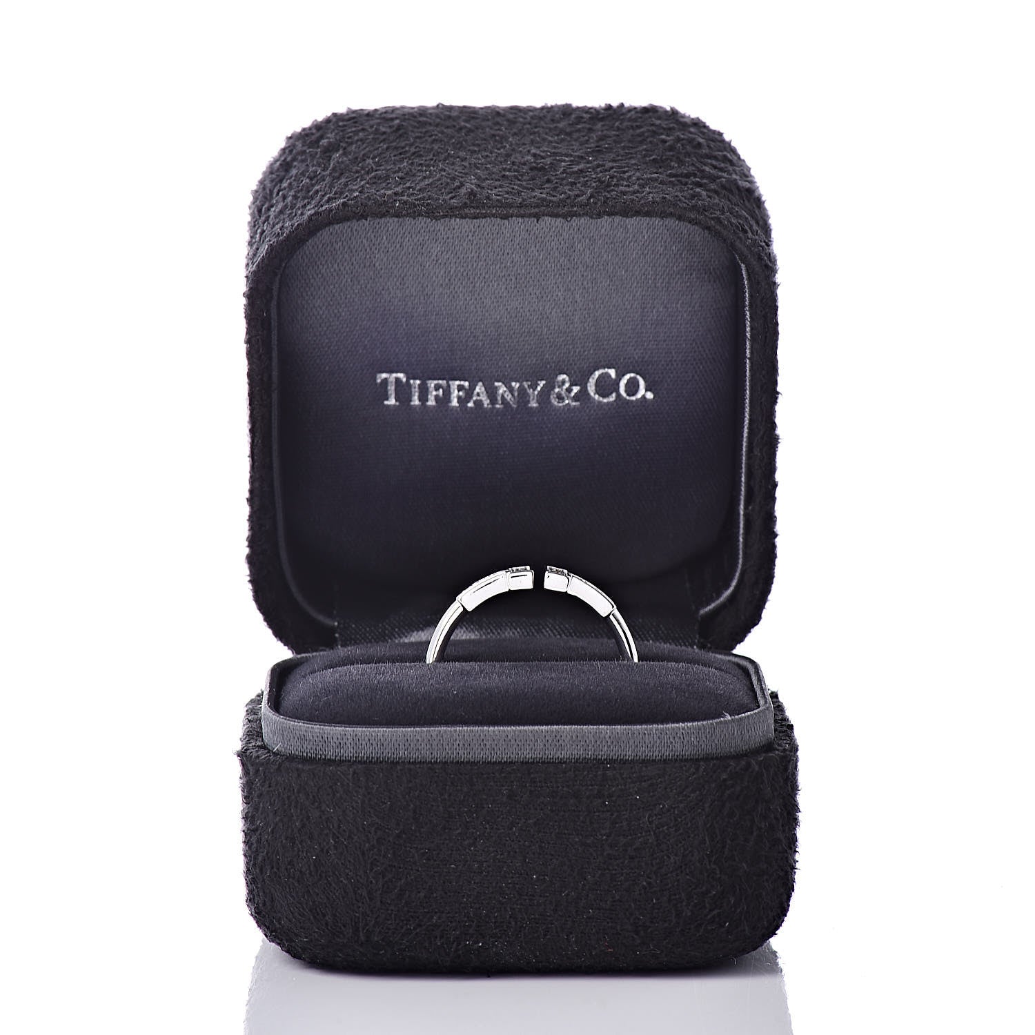 Tiffany 18K White Gold Diamond T Wire Ring 51 5.75 6 of 6