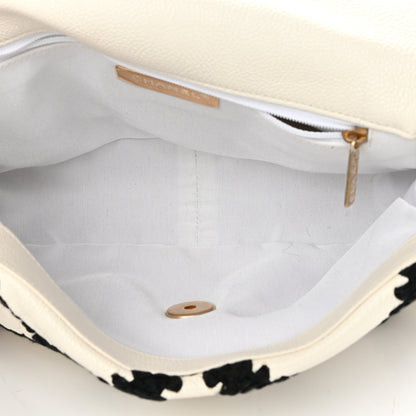 Chanel Calfskin Crochet Medium Chanel 19 Flap White Black 5 of 13