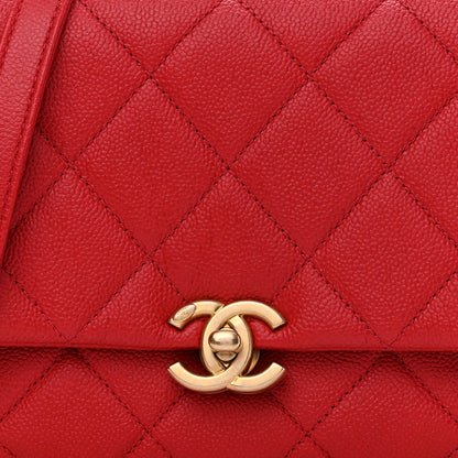 Chanel Shiny Caviar Quilted Small Chain Melody Flap Red 8 of 10