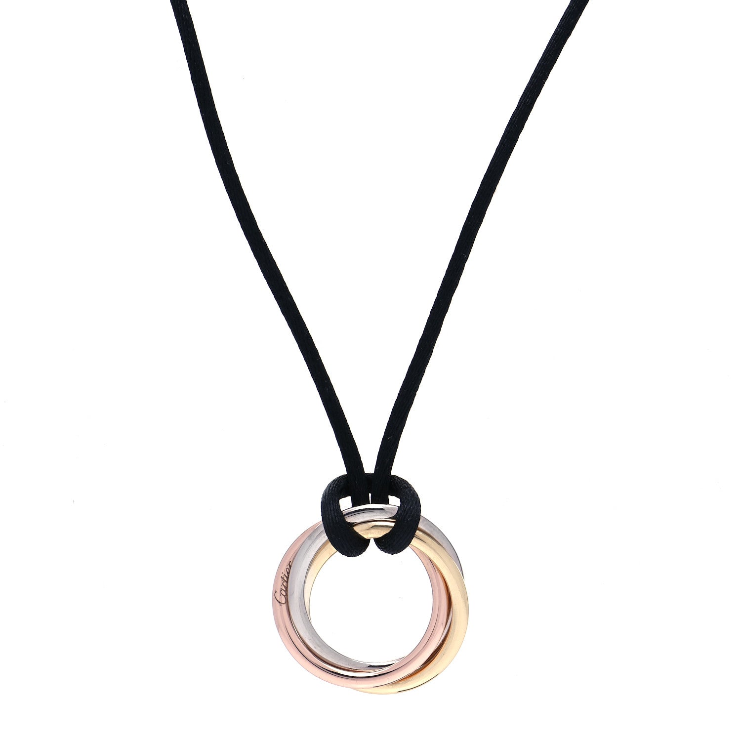 Cartier 18K Pink Yellow White Gold Trinity Cord Necklace 1 of 6
