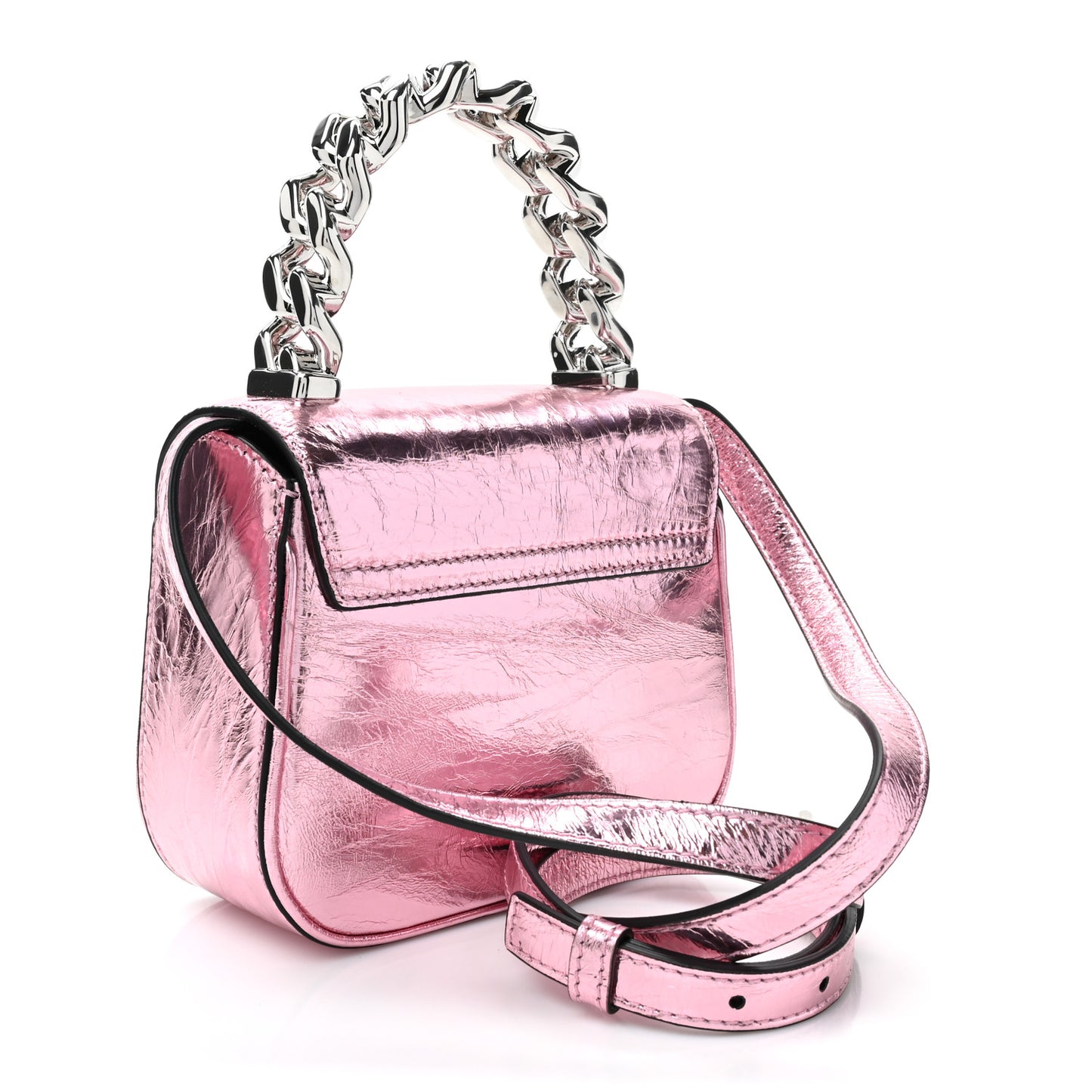 Metallic Crackled Lambskin Mini La Medusa Bag Pink