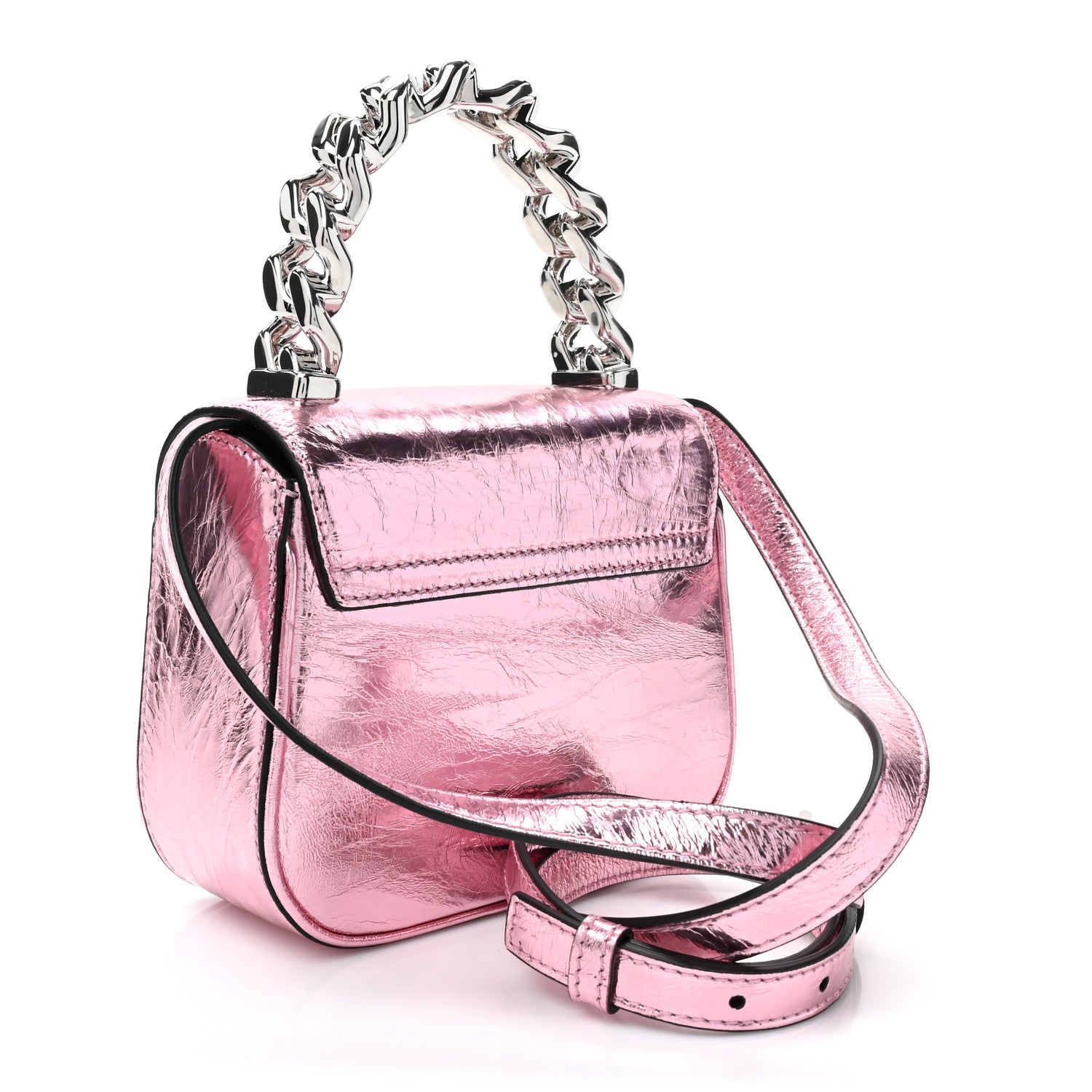Versace Metallic Crackled Lambskin Mini La Medusa Bag Pink 3 of 8
