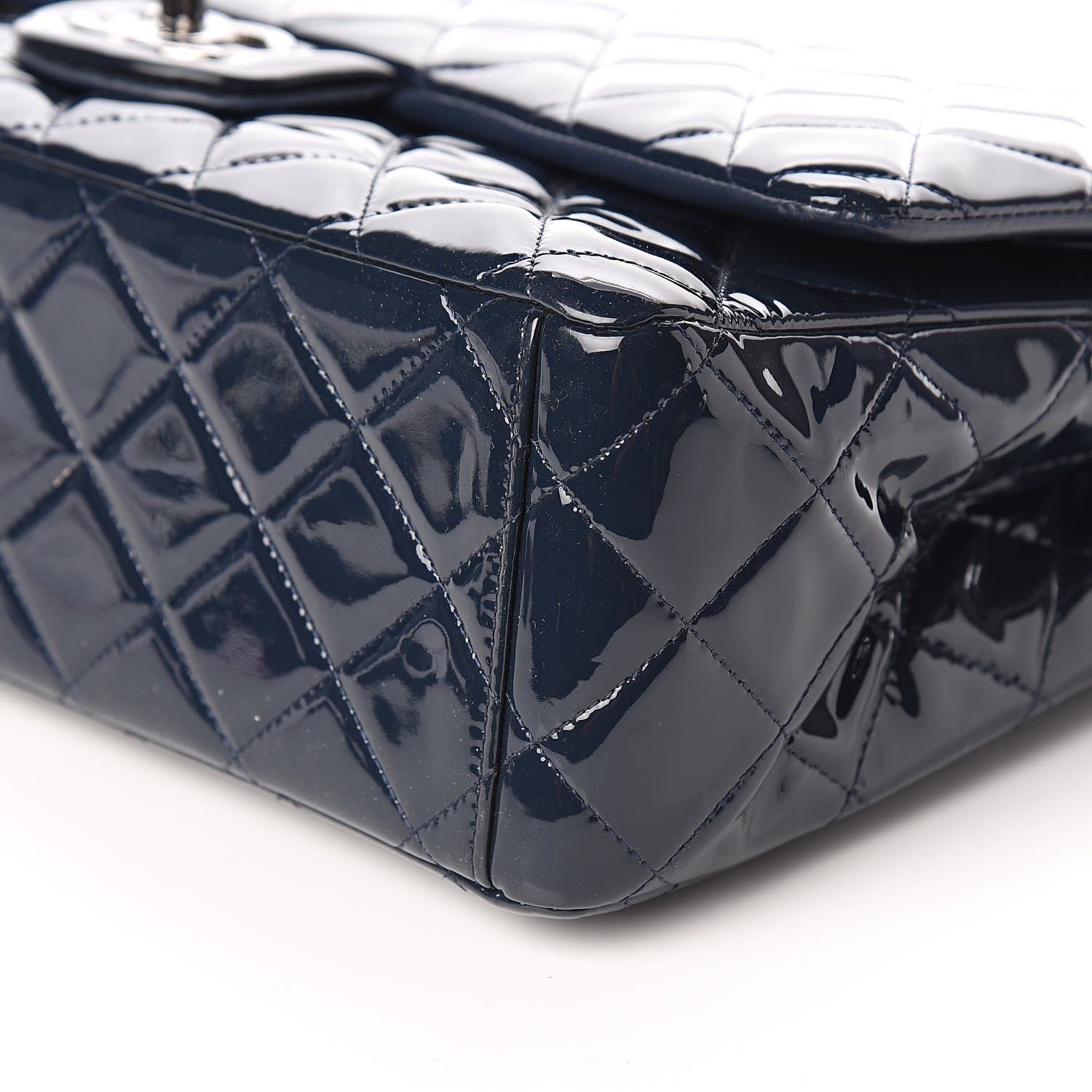 Chanel Patent Quilted Maxi Double Flap Navy Blue 10 of 11