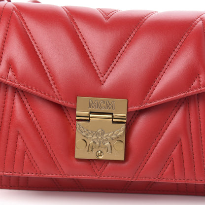 MCM Lambskin Quilted Small Patricia Crossbody Bag Ruby Red 10 of 10