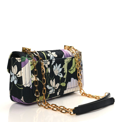 Tom Ford Satin Floral Medium T Clasp Chain Bag Black Multicolor 3 of 6