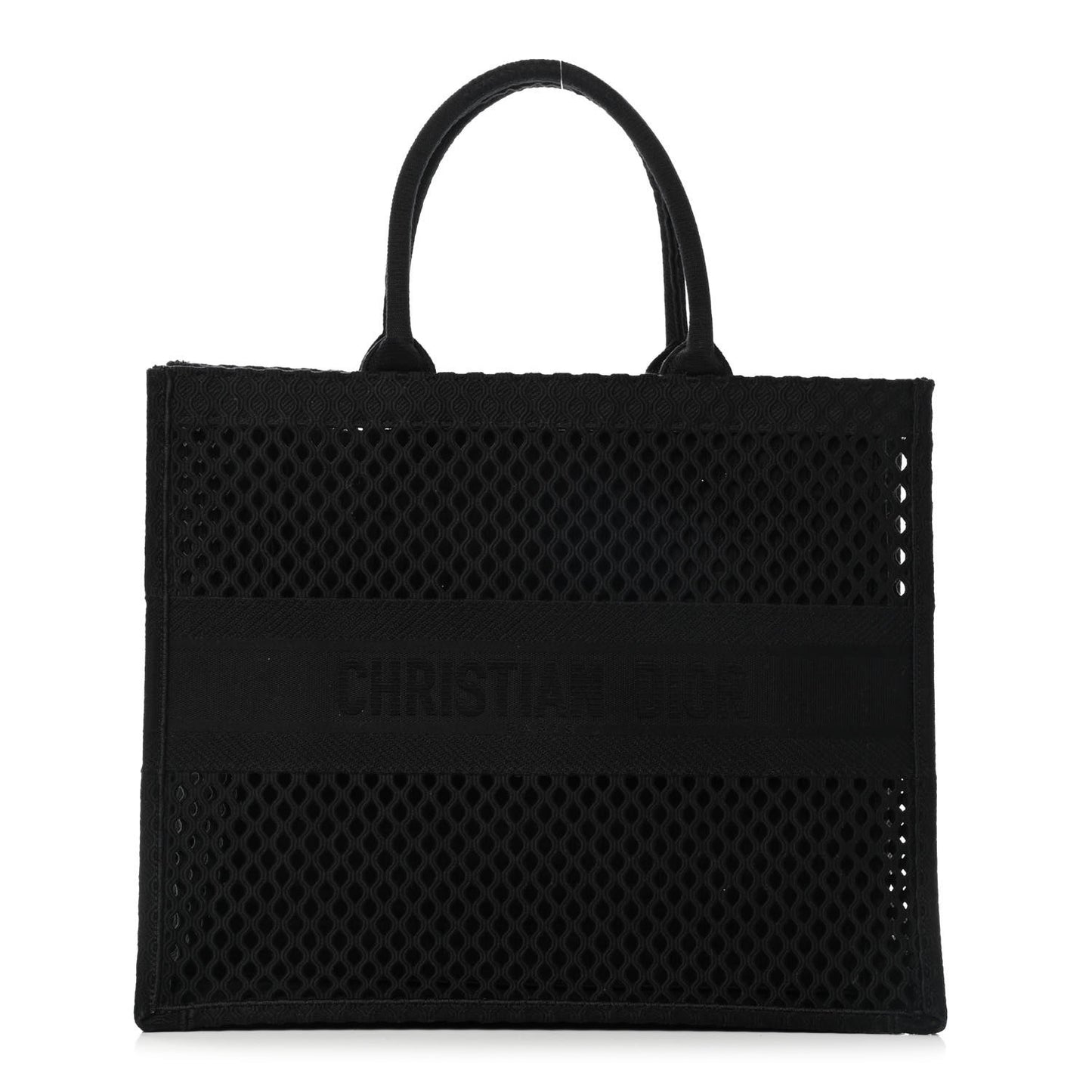 Mesh Embroidered Book Tote Black