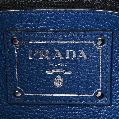 Prada Vitello Daino Shopping Satchel Blue 6 of 10