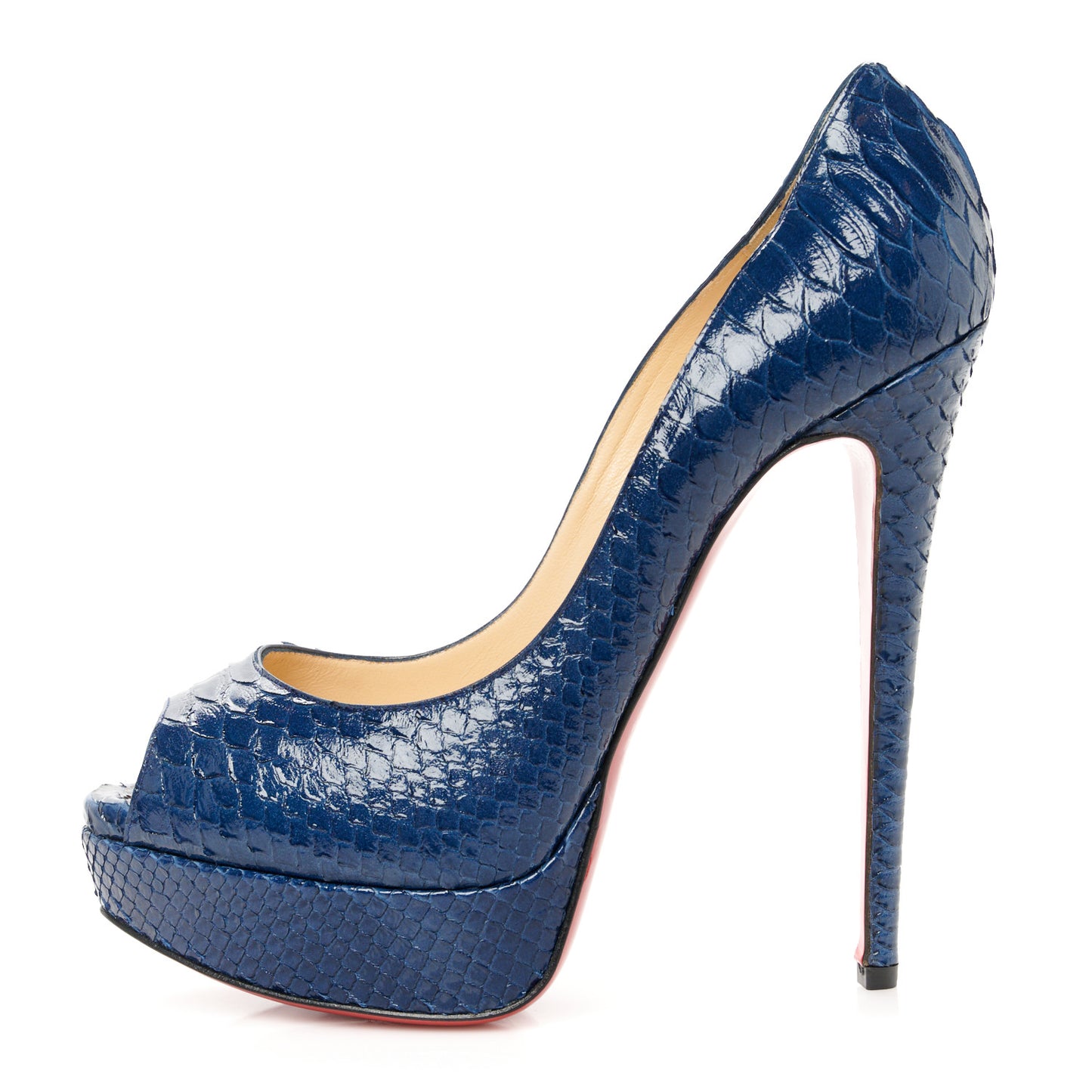 Snakeskin Lady Peep 150 Pumps 38.5 Navy