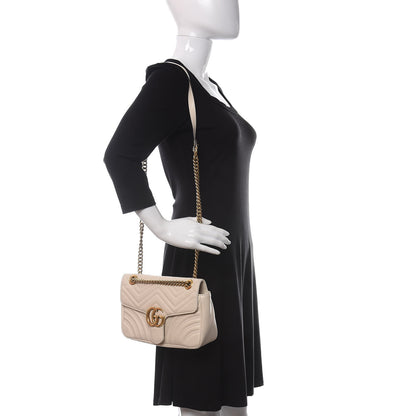 Gucci Calfskin Matelasse Small GG Marmont Shoulder Bag White 2 of 11