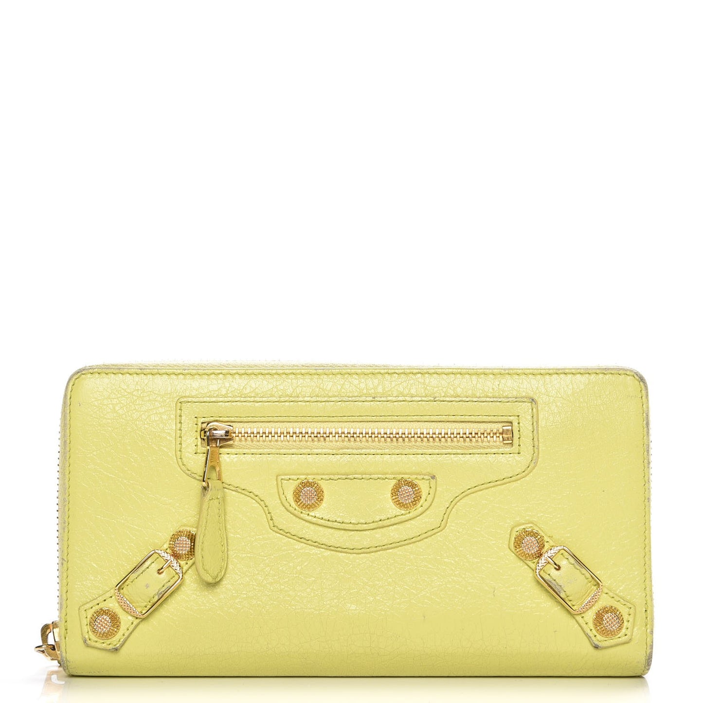 Agneau Giant 12 Gold Hardware Continental Zip Around Wallet Jaune Citronnade