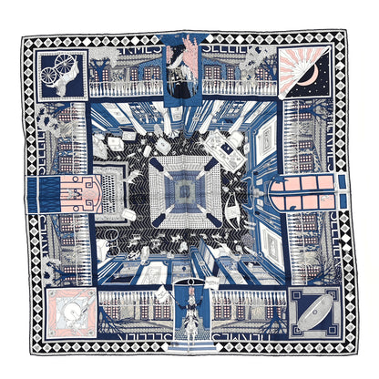 Hermes Silk Objets de Curiosite Scarf 90 Marine Rose Poudre 1 of 5