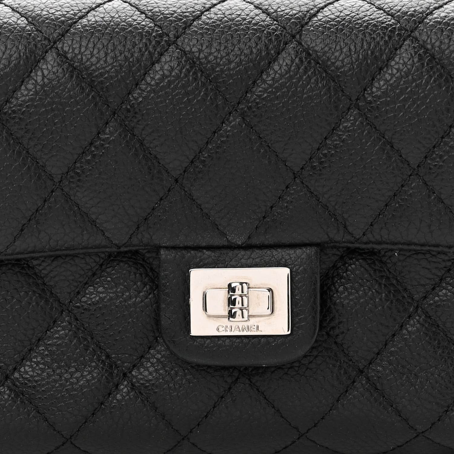 Chanel Grained Calfskin Quilted 2.55 Reissue Flap Belt Bag Clutch Black 8 of 10