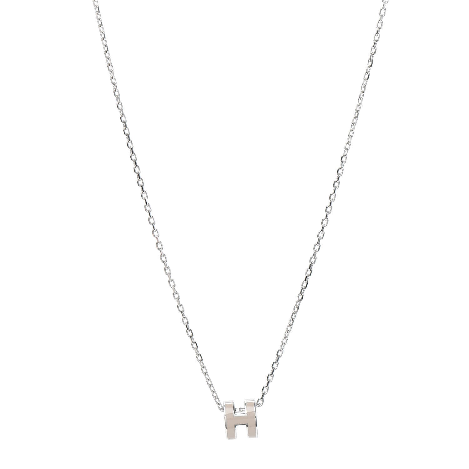 Hermes Palladium Mini Pop H Pendant Necklace Marron Glace 1 of 4