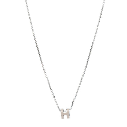 Hermes Palladium Mini Pop H Pendant Necklace Marron Glace 1 of 4