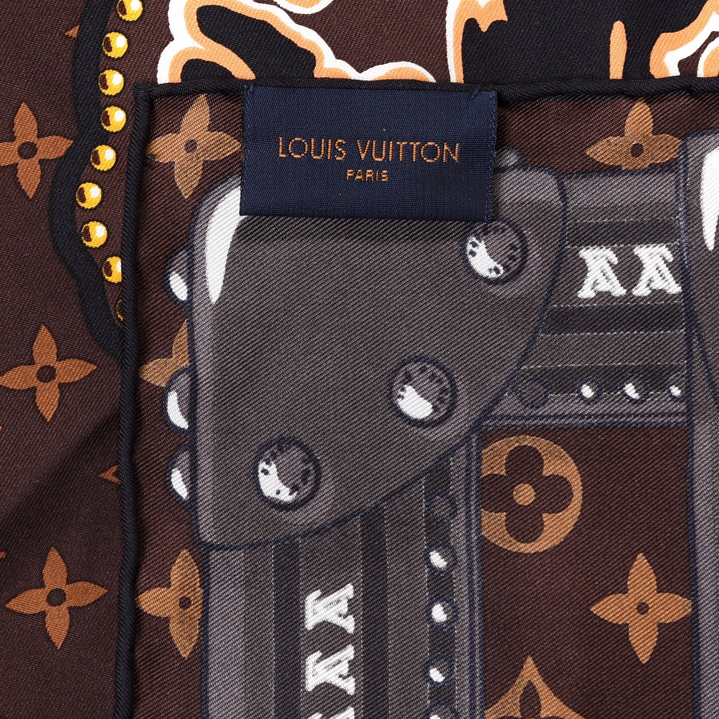 Silk Monogram LV World Square Scarf Brown