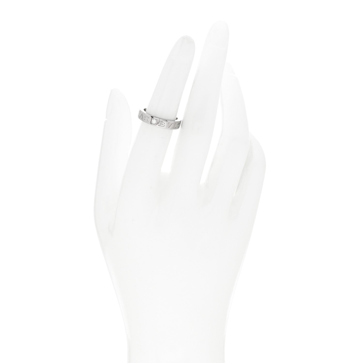Bulgari 18K White Gold Diamond B.Zero1 Essential Band Ring 50 5.5 2 of 5