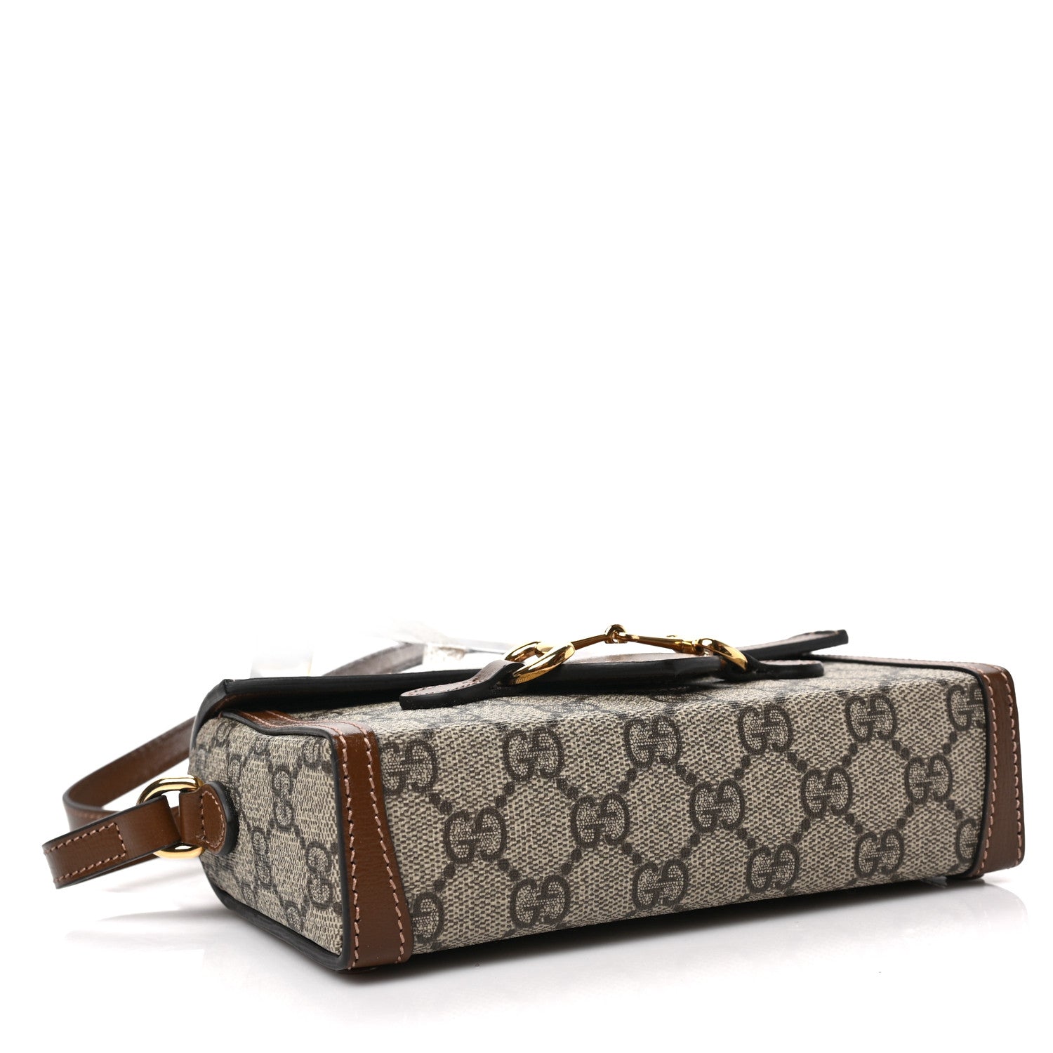 Gucci GG Supreme Monogram Mini Horsebit 1955 Shoulder Bag Beige Brown Sugar 4 of 8