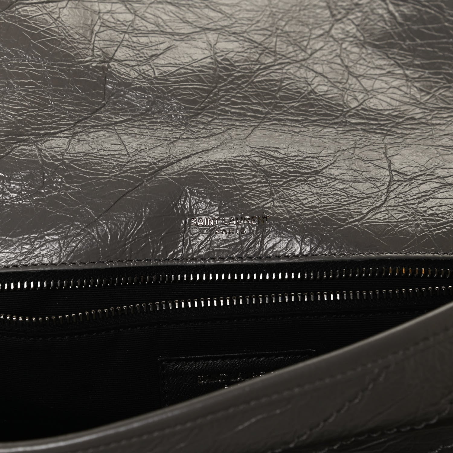 Saint Laurent Crinkled Calfskin Matelasse Monogram Medium Niki Chain Satchel Fog 9 of 14