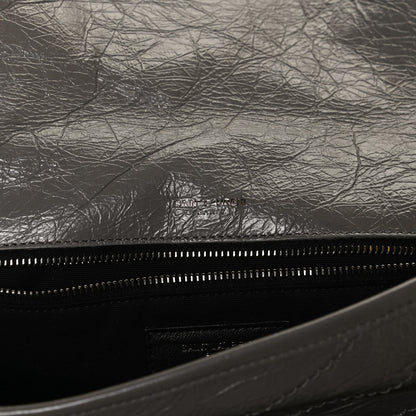 Saint Laurent Crinkled Calfskin Matelasse Monogram Medium Niki Chain Satchel Fog 9 of 14