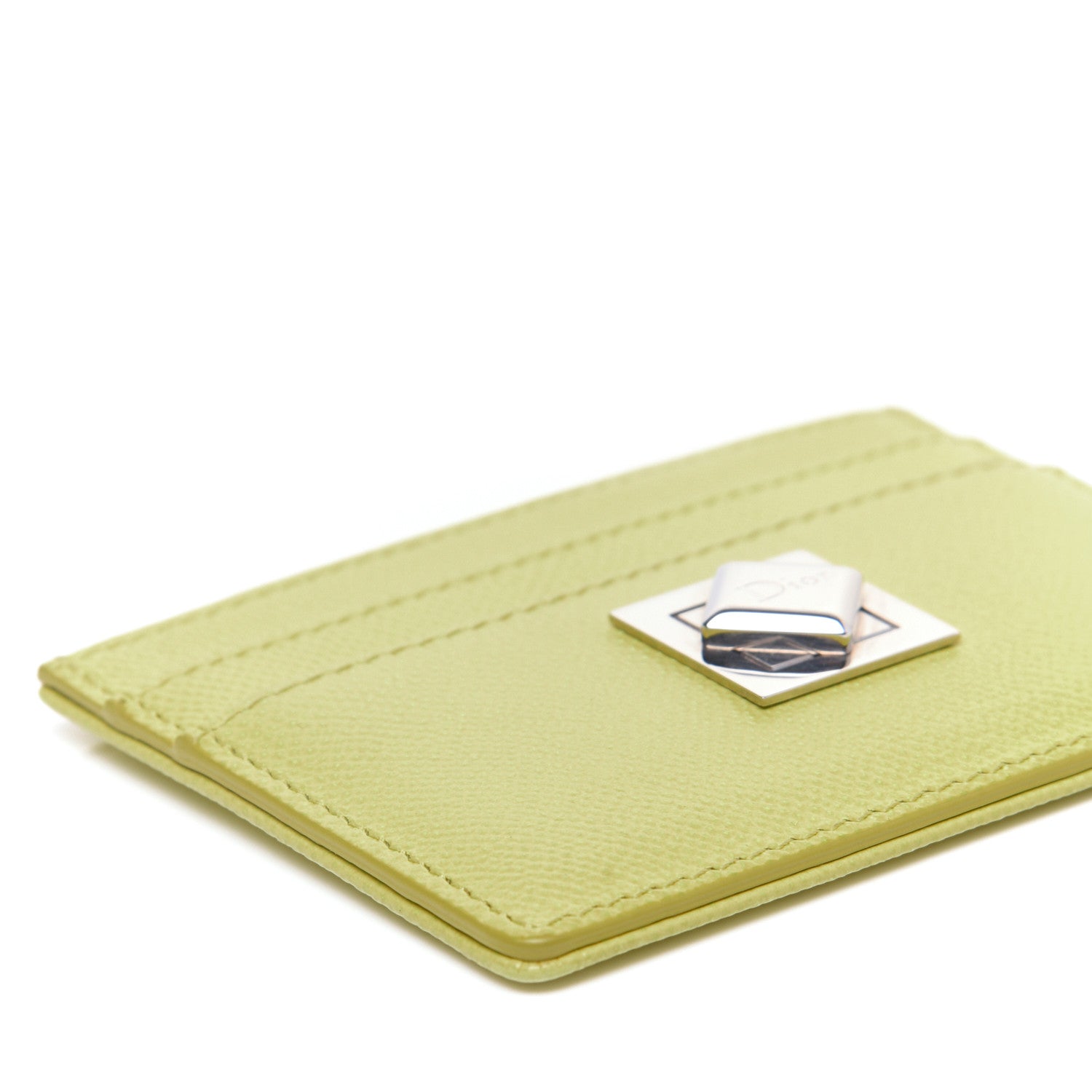 Christian Dior Grained Calfskin Turn Me Card Holder Yellow 5 of 8