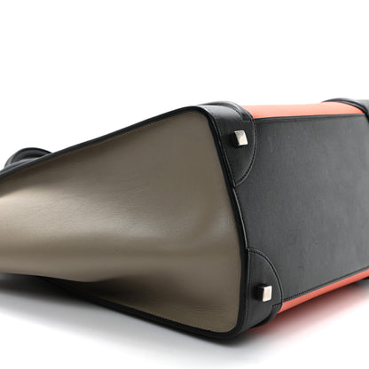 Celine Elephant Calfskin Mini Tri-Color Luggage Bright Orange 8 of 11