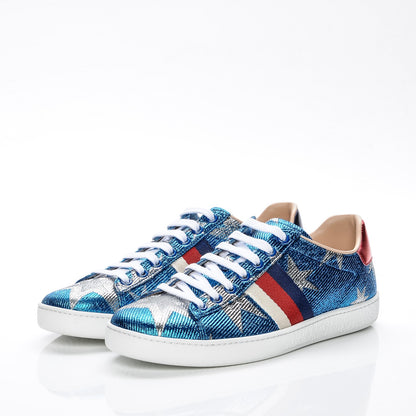 Gucci Lurex Starry Sky Sylvie Web New Ace Sneakers 38 Bluette Silver 3 of 7