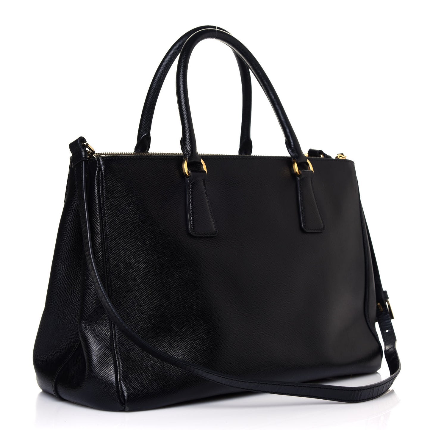 Saffiano Medium Galleria Double Zip Tote Black