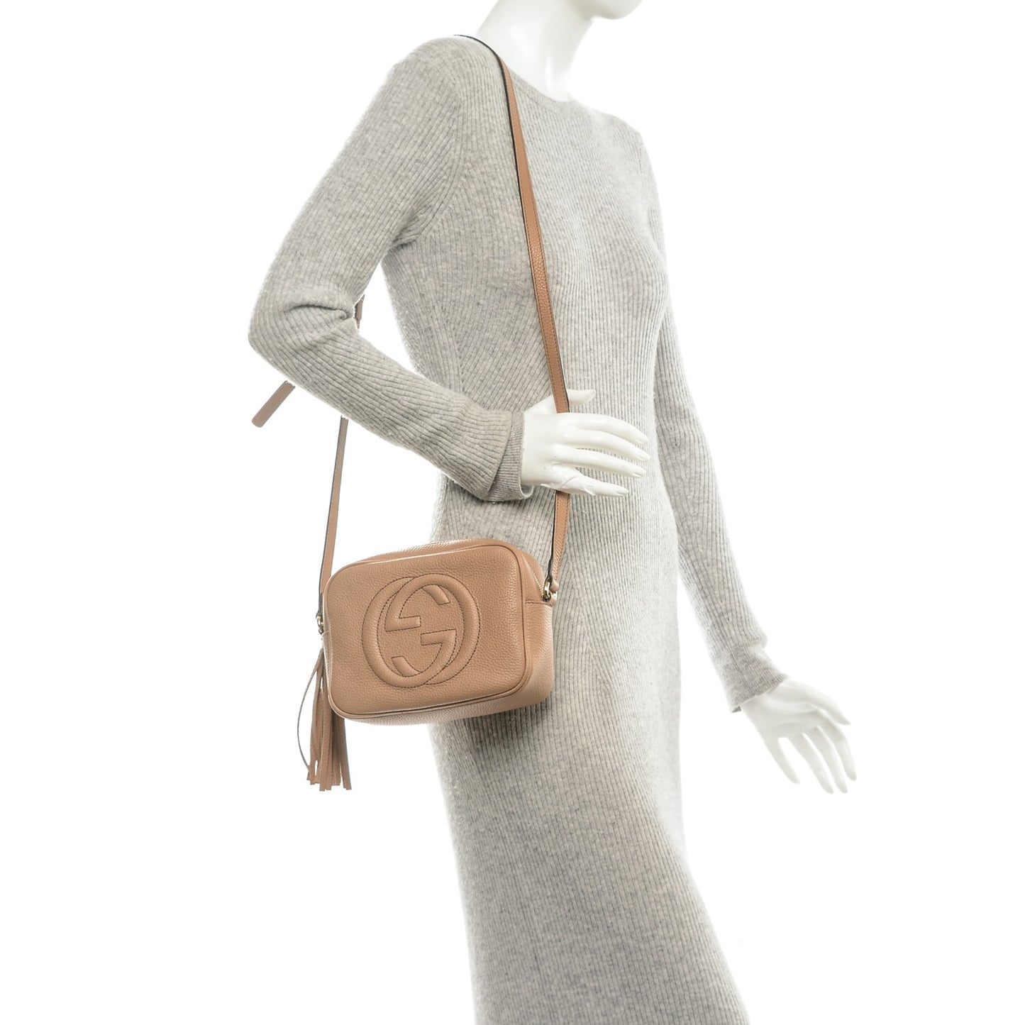 Pebbled Calfskin Small Soho Disco Bag Rose Beige